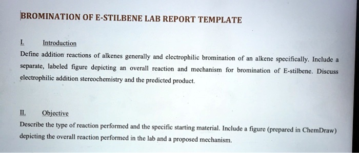 Bromination of e-stilbene lab report