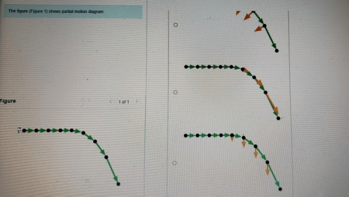 Choose the correct motion diagram completed by adding acceleration vectors