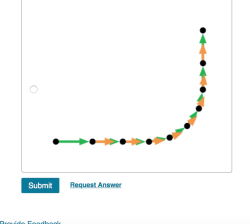 Choose the correct motion diagram completed by adding acceleration vectors