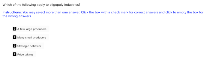 Following which apply solved transcribed text show oligopoly select